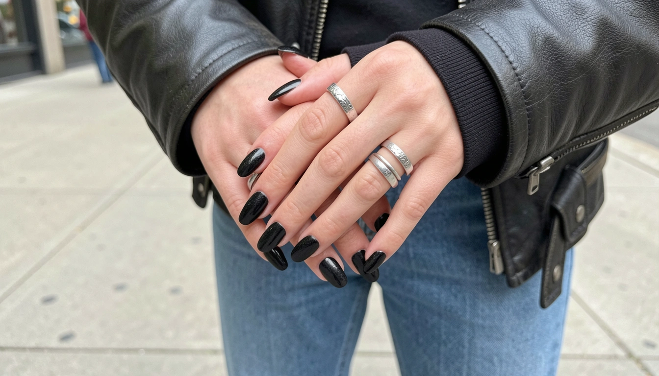 9 Deep Street Style Black Nails For Dark Glam