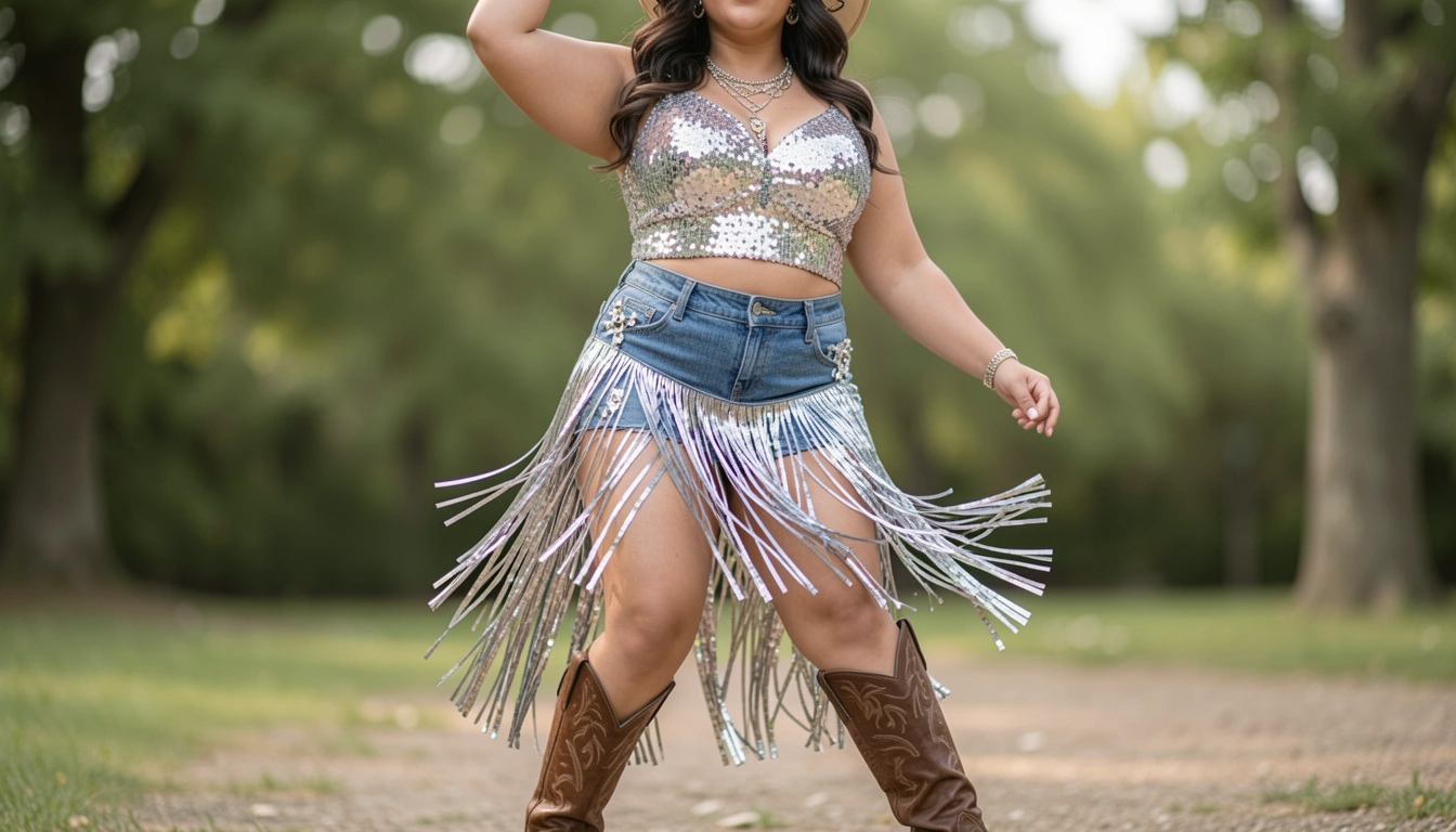13 Stylish Disco Cowgirl Bachelorette Party Outfits Plus Size For Curvy Glam